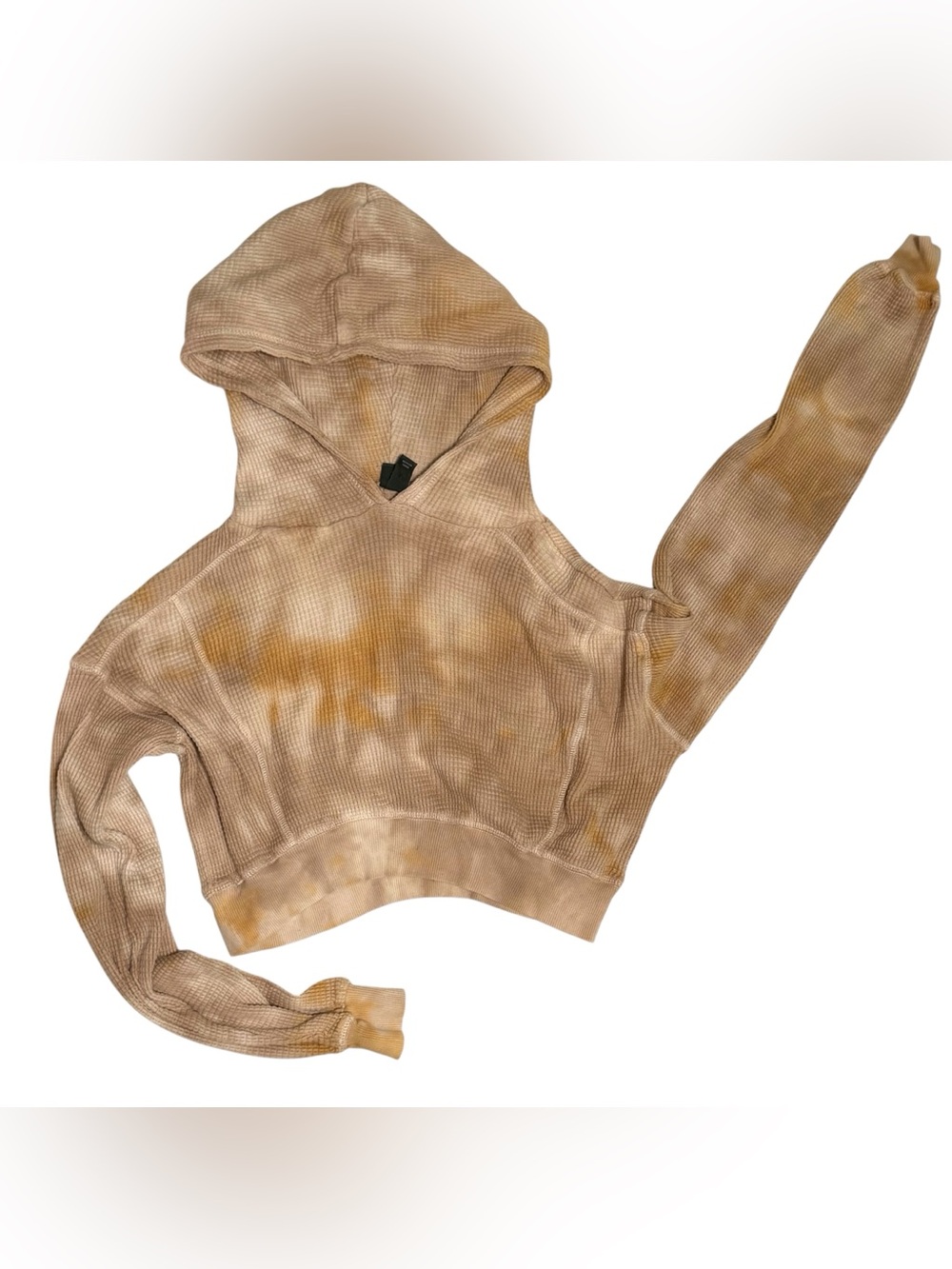 wild fable Washed Tan Tie-Dye Waffle Knit Hoodie